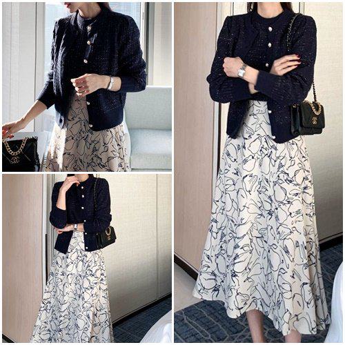 カーディガン レディース ニット ニットカーディガン カーデ トップス 羽織り ライトアウター ツイード パールボタン ラウンドネック 秋 冬 エレガント シンプル 無地 おしゃれ かわいい 大人可愛