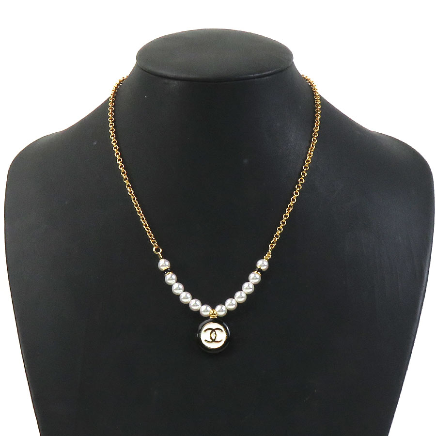 シャネル CHANEL ネックレス メタル/フェイクパール ゴールド×ブラック×ホワイト レディース r10738g シャネル CHANEL ネックレス メタル/フェイクパール ゴールド×ブラック×ホワイト レディース r10738g