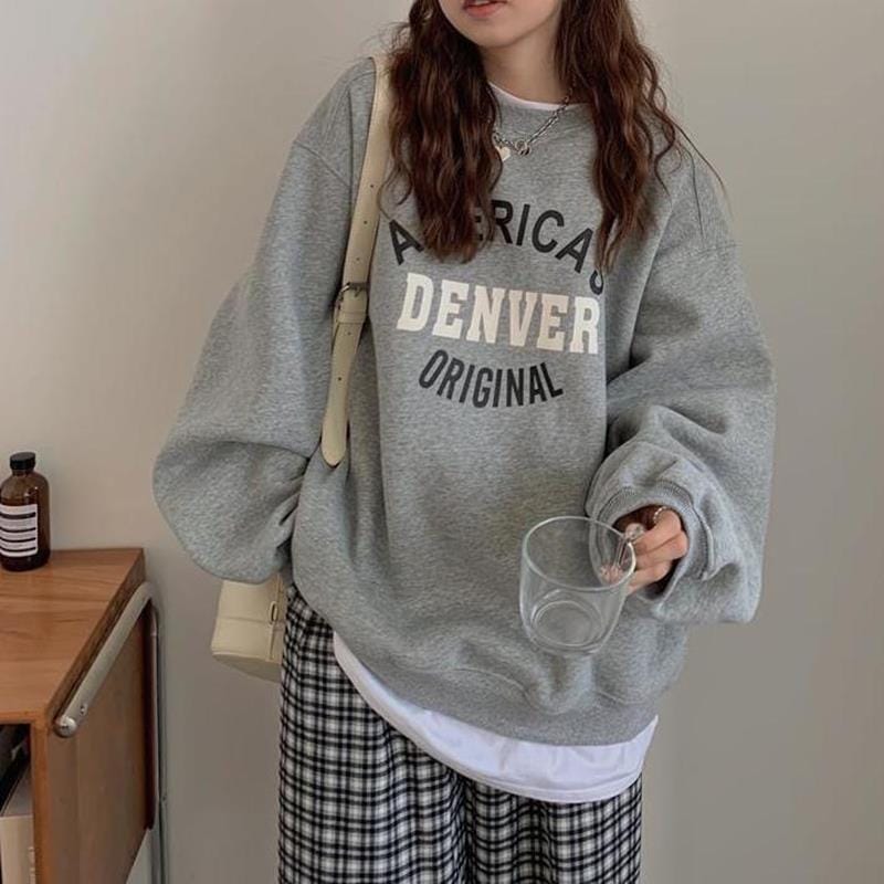 Tシャツカットソーラウンドネック スウェット レディース 春秋 新作 学生 花柄 ラウンドネックスウェット トップス