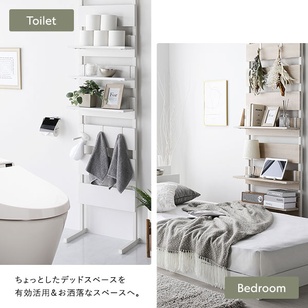 突っ張り ウォールラック [ 80cm幅 ブラウンxブラック ] ミラー付き 壁面収納 棚 賃貸OK ウォールラック 組立品