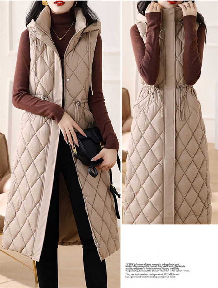 ベスト 中綿 レディース コート ロングベスト ダウンベスト 中綿ベスト ロング ダウン フード付き 取り外し可能 アウター ダウン風 秋 冬 キルティングベスト ファスナー ポケット 厚手 無地 ゆ