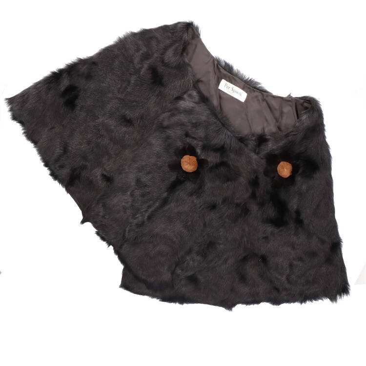 チキャンラム ファー ケープ ラビット コサージュ付 フリーサイズ ブラック 送料無料 レディース ギフト プレゼント チキャンラム ファー ケープ ラビット コサージュ付 フリーサイズ ブラック 送料無料 レディース ギフト プレゼント