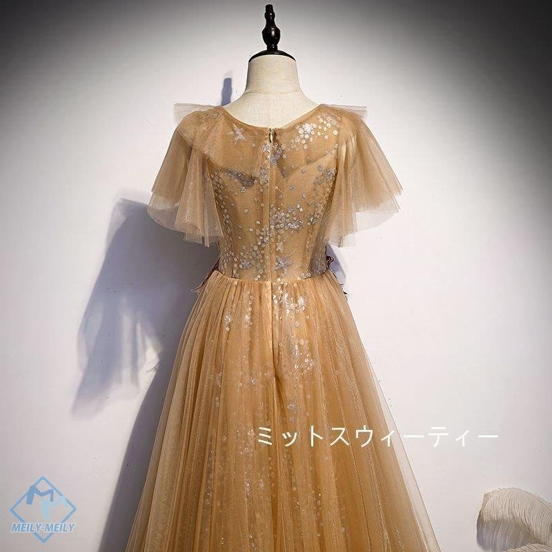 Aラインドレス ロング カラードレス カクテルドレス 演奏会 パーティードレス 結婚式 イブニングド