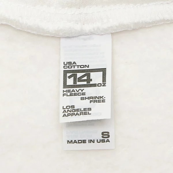 パーカー フーディー フリースジップアップ ホワイト メンズ LosAngeles Apparel HF-10 WHITE