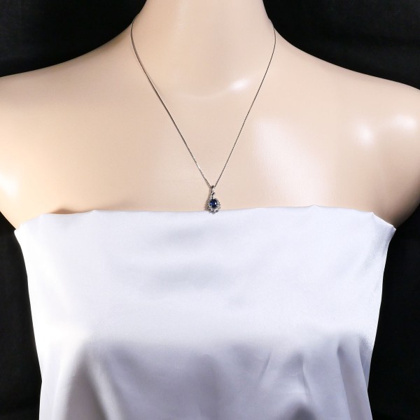 K18 18金 WG ネックレス サファイア 0.69 ダイヤ 0.22 ジュエリー 中古 K18 18金 WG ネックレス サファイア 0.69 ダイヤ 0.22 ジュエリー 中古