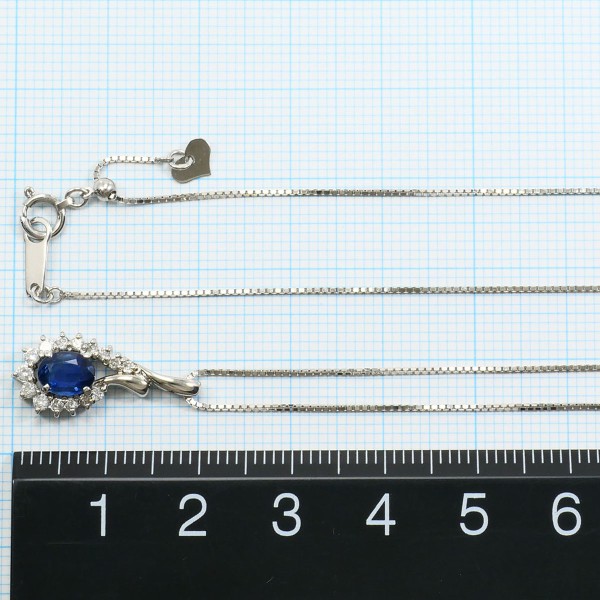 K18 18金 WG ネックレス サファイア 0.69 ダイヤ 0.22 ジュエリー 中古 K18 18金 WG ネックレス サファイア 0.69 ダイヤ 0.22 ジュエリー 中古