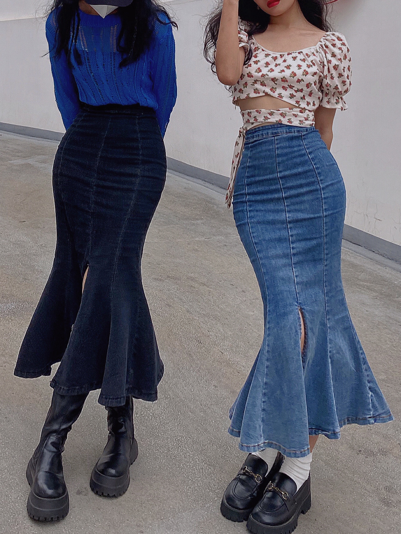 スカート レディース マーメイド スリット ロングスカート タイト スリム きれいめ 個性的 春服 夏服 秋服 冬服 3色 ミモレ 流行 トレンド スタイル 韓国 オルチャン 無地 XS S M L