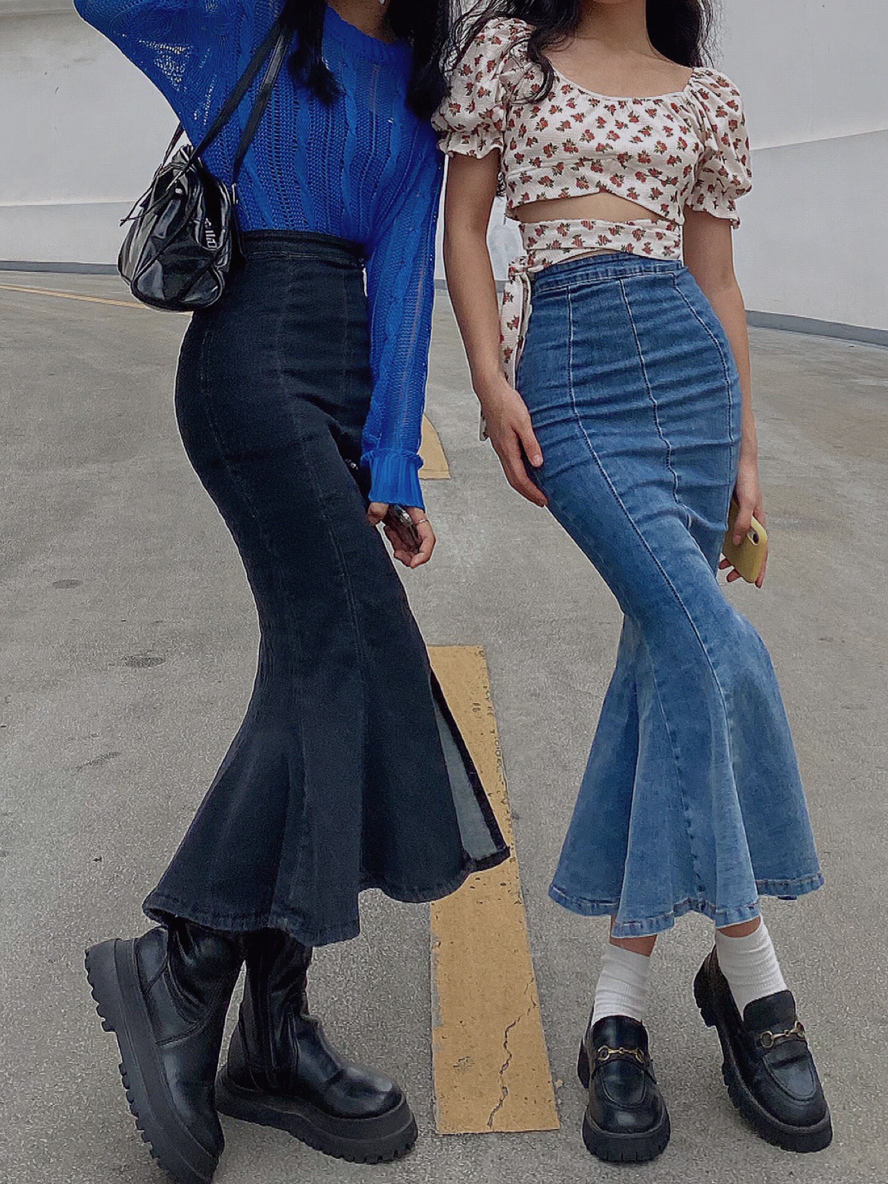 スカート レディース マーメイド スリット ロングスカート タイト スリム きれいめ 個性的 春服 夏服 秋服 冬服 3色 ミモレ 流行 トレンド スタイル 韓国 オルチャン 無地 XS S M L