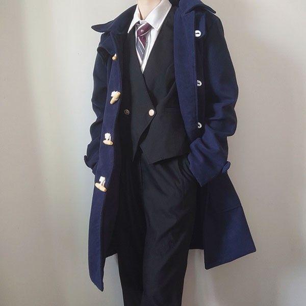 ダッフルコートメンズ学生男子ウール混メルトン冬コート無地学生フード付きカジュアル男性ロングコート大きいサイズ4Lトップスアウターネイビ ダッフルコートメンズ学生男子ウール混メルトン冬コート無地学生フード付きカジュアル男性ロングコート大きいサイズ4Lトップスアウターネイビ