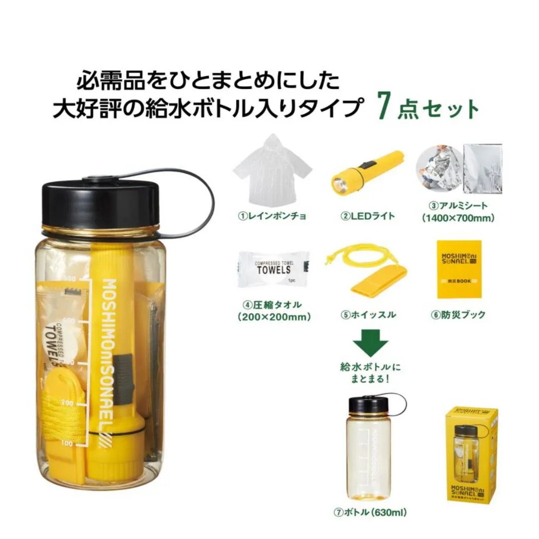 【60個セット】モシモニソナエル 防災備蓄ボトル7点セット 防災セット 備蓄セット 非常用持ち出し 災害対策 コンパクト防災 LEDライト ホイッスル 給水ボトル 車載防災 オフィス備蓄 【60個セット】モシモニソナエル 防災備蓄ボトル7点セット 防災セット 備蓄セット 非常用持ち出し 災害対策 コンパクト防災 LEDライト ホイッスル 給水ボトル 車載防災 オフィス備蓄