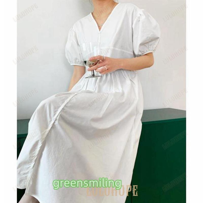 シャツワンピース パフスリーブレトロ風 シャツワンピース パフスリーブレトロ風