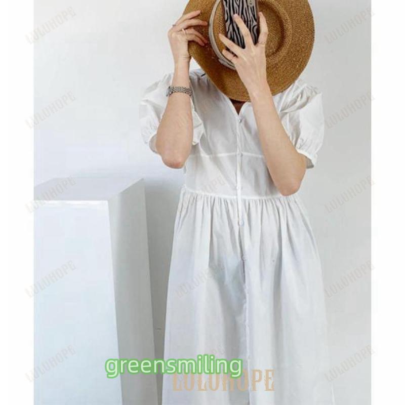 シャツワンピース パフスリーブレトロ風 シャツワンピース パフスリーブレトロ風