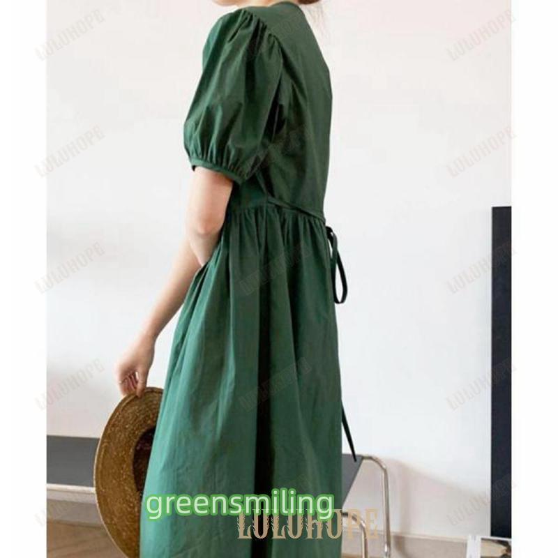 シャツワンピース パフスリーブレトロ風 シャツワンピース パフスリーブレトロ風