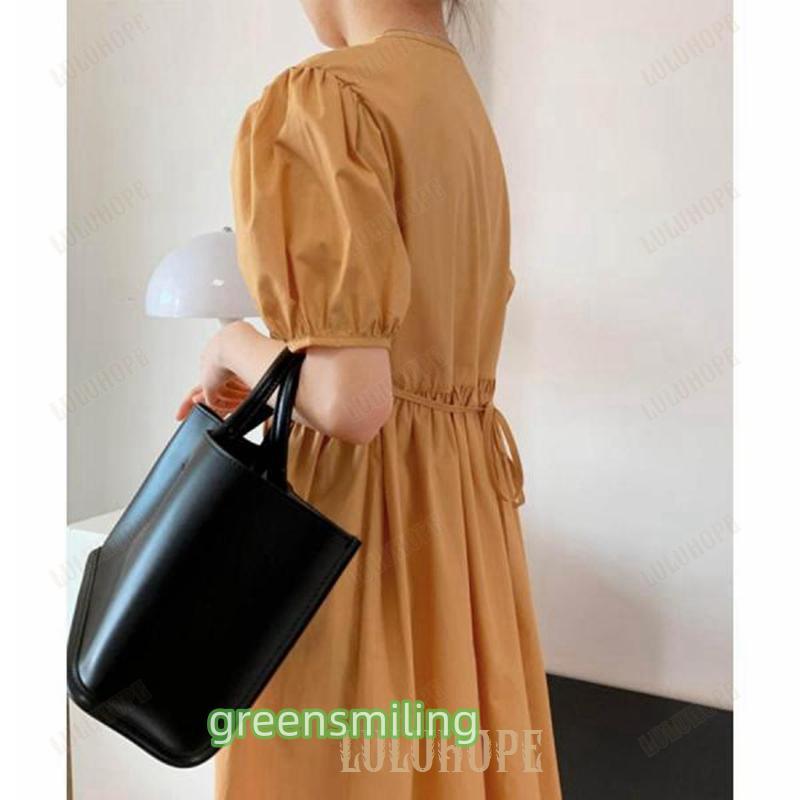 シャツワンピース パフスリーブレトロ風 シャツワンピース パフスリーブレトロ風