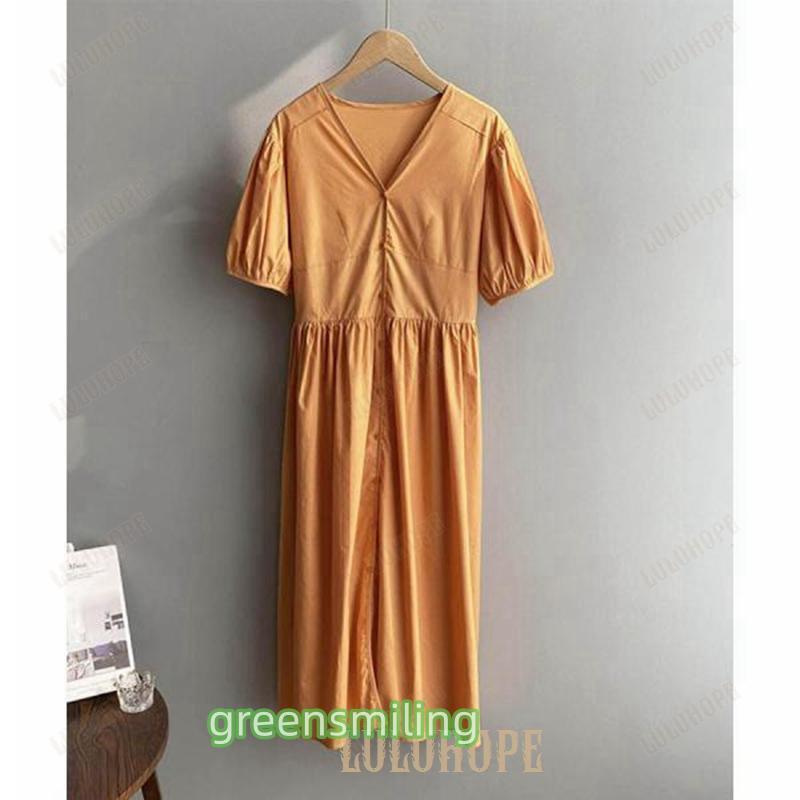 シャツワンピース パフスリーブレトロ風 シャツワンピース パフスリーブレトロ風