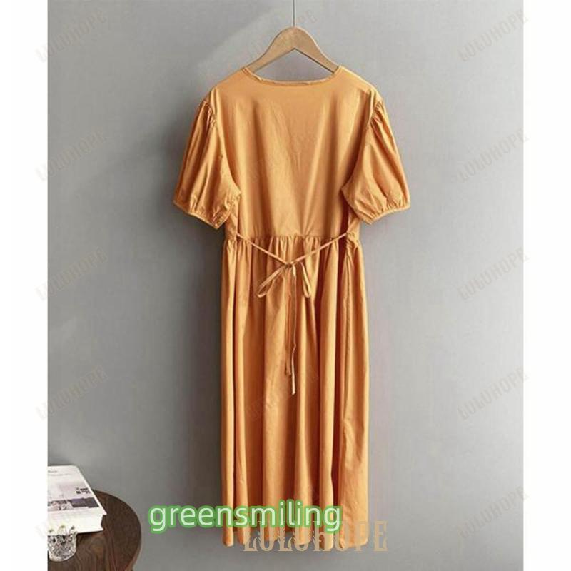 シャツワンピース パフスリーブレトロ風 シャツワンピース パフスリーブレトロ風