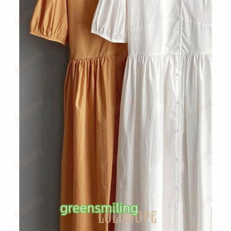 シャツワンピース パフスリーブレトロ風 シャツワンピース パフスリーブレトロ風