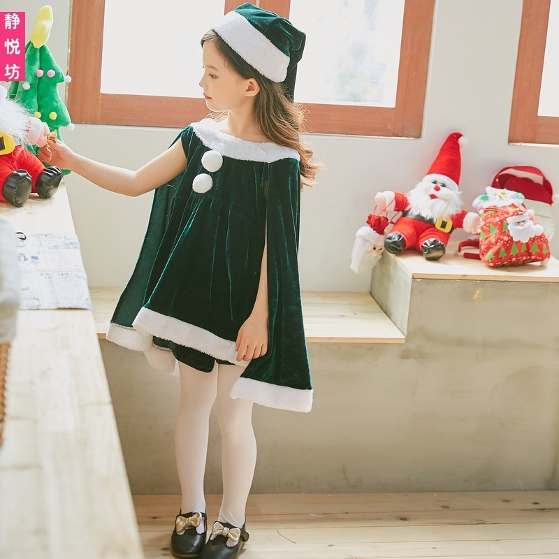 クリスマス子供服ベビー子供服女の子用サンタクロース服ショールケープ女の子ドレス クリスマス子供服ベビー子供服女の子用サンタクロース服ショールケープ女の子ドレス