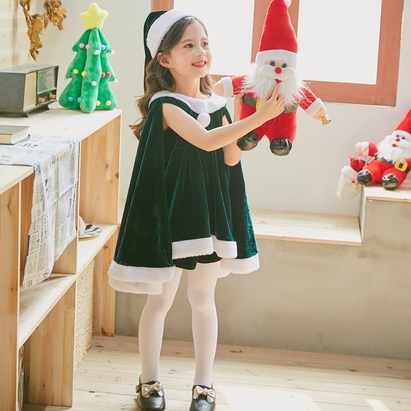 クリスマス子供服ベビー子供服女の子用サンタクロース服ショールケープ女の子ドレス クリスマス子供服ベビー子供服女の子用サンタクロース服ショールケープ女の子ドレス