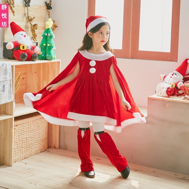クリスマス子供服ベビー子供服女の子用サンタクロース服ショールケープ女の子ドレス クリスマス子供服ベビー子供服女の子用サンタクロース服ショールケープ女の子ドレス
