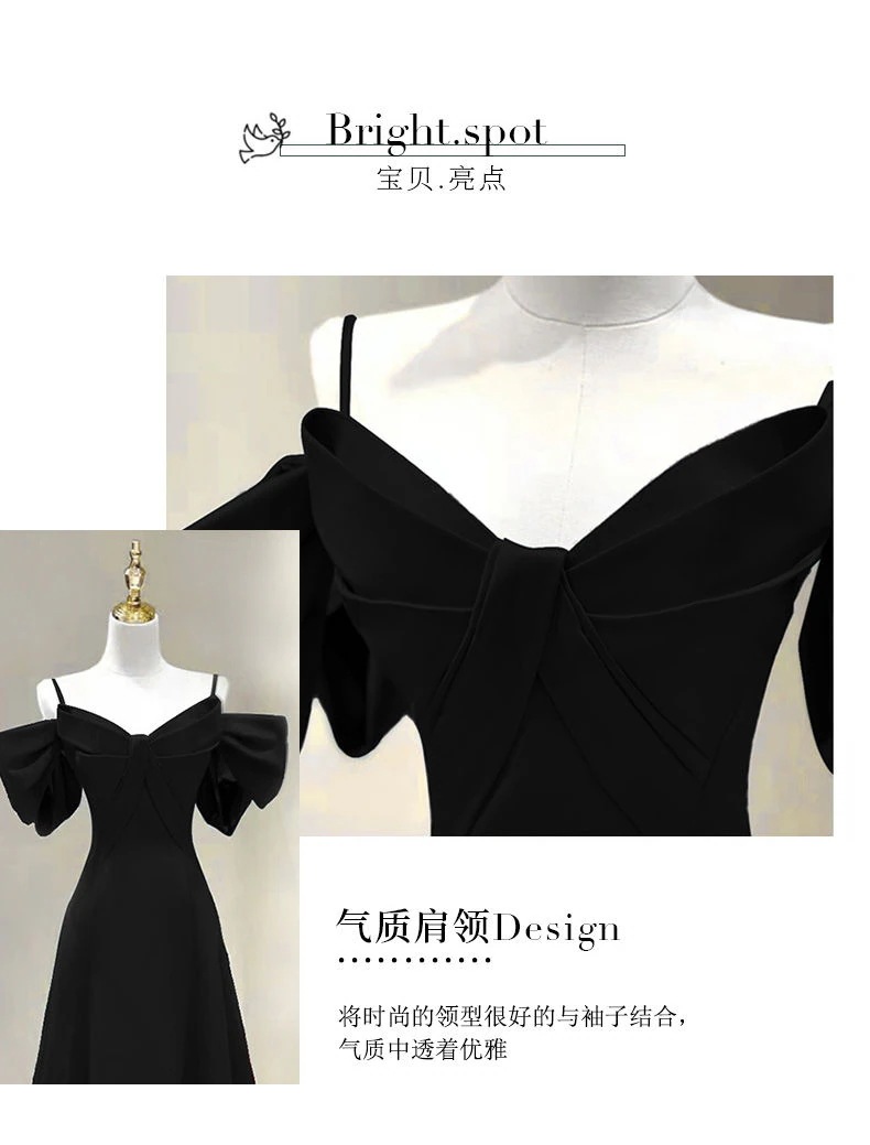 女性のための黒のイブニングドレス 2025 ハイエンド音楽卒業美術試験サスペンダードレス 女性のための黒のイブニングドレス 2025 ハイエンド音楽卒業美術試験サスペンダードレス