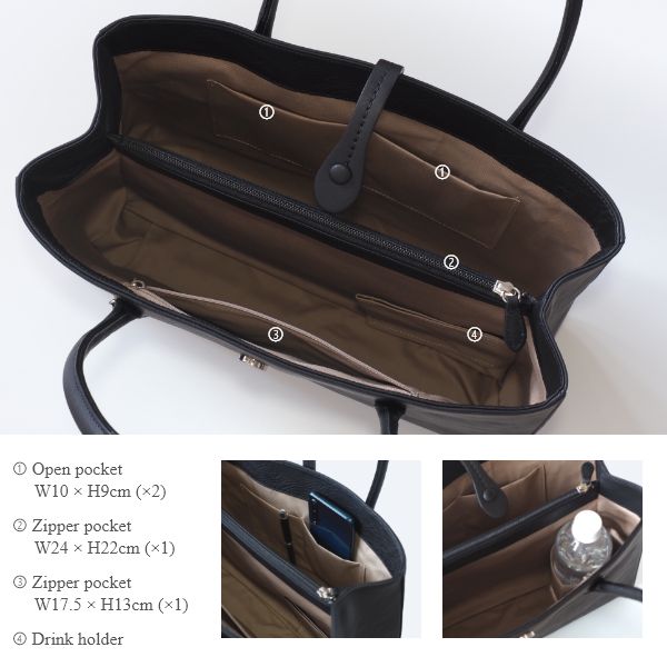dido ディド 本革 A4トートバッグ 日本製 レディース レザー 肩掛け 自立 仕切り 通勤 ビジネスバッグ お仕事バッグ 仕事鞄 おしゃれ 横 黒_15