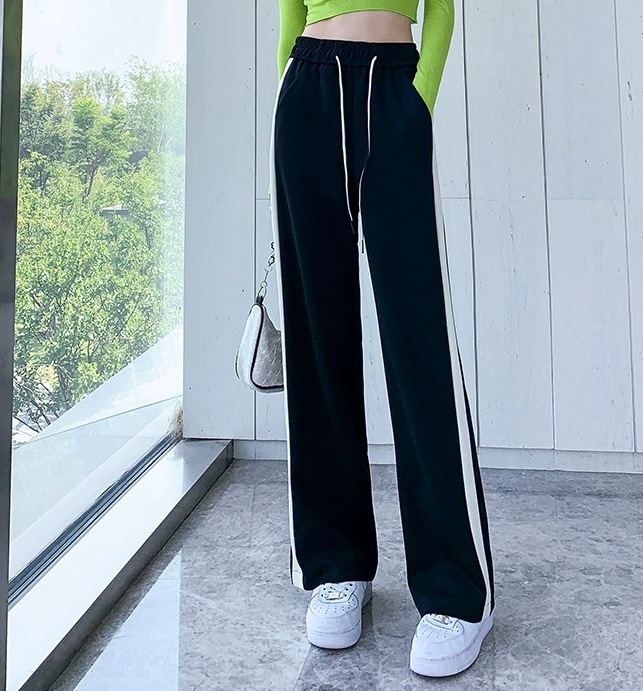 スポーツウエア ジャージ サイドライン 運動 ウエストゴム パンツ スウェット フレアワンピース ロング丈 スリム 細身 ストレート スマート 伸縮性 かわいい シンプル カジュアル 大人 こなれ感