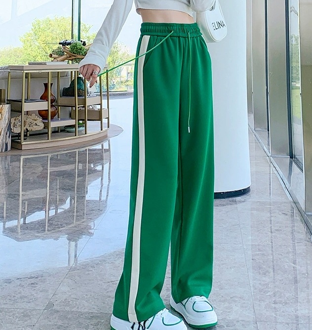 スポーツウエア ジャージ サイドライン 運動 ウエストゴム パンツ スウェット フレアワンピース ロング丈 スリム 細身 ストレート スマート 伸縮性 かわいい シンプル カジュアル 大人 こなれ感