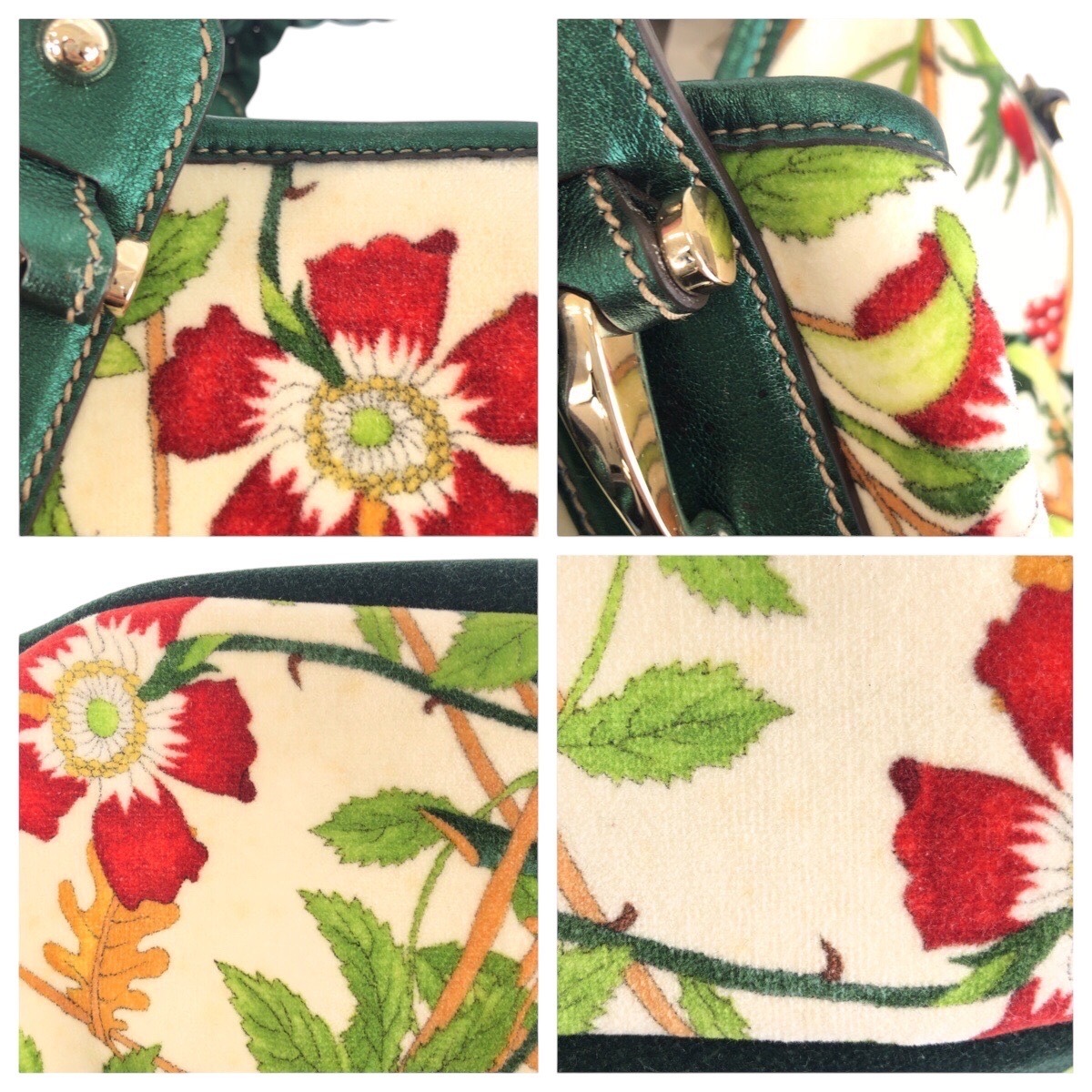 美品 ホースビット フローラルプリント グリーン マルチカラー シルバー金具 ベロア/レザー 137621 トートバッグ ショルダーバッグ レディース 501526 美品 ホースビット フローラルプリント グリーン マルチカラー シルバー金具 ベロア/レザー 137621 トートバッグ ショルダーバッグ レディース 501526