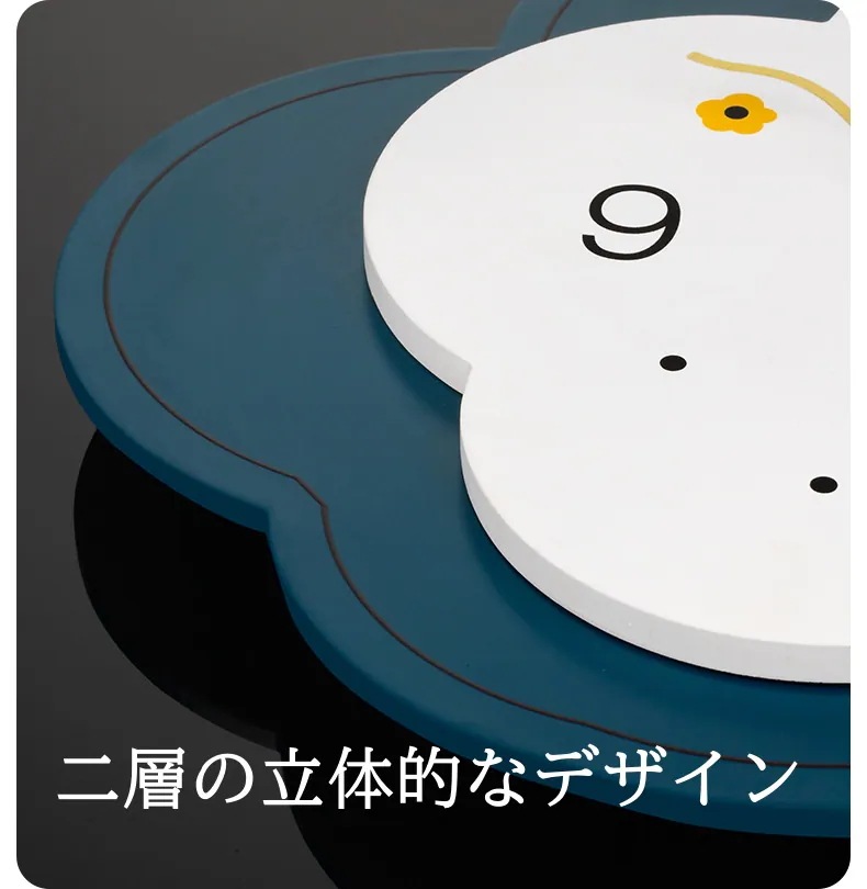 花 フラワー ホワイト ネイビー クロック 掛け時計 見やすい文字盤 リビング おしゃれ インテリア 静か アナログ時計 振り子時計 電池式 静音設計