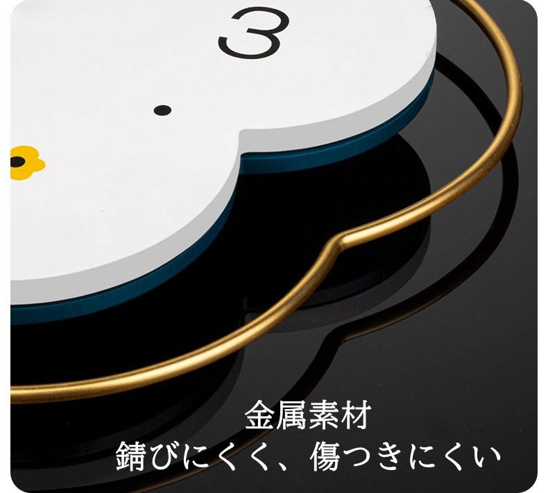花 フラワー ホワイト ネイビー クロック 掛け時計 見やすい文字盤 リビング おしゃれ インテリア 静か アナログ時計 振り子時計 電池式 静音設計