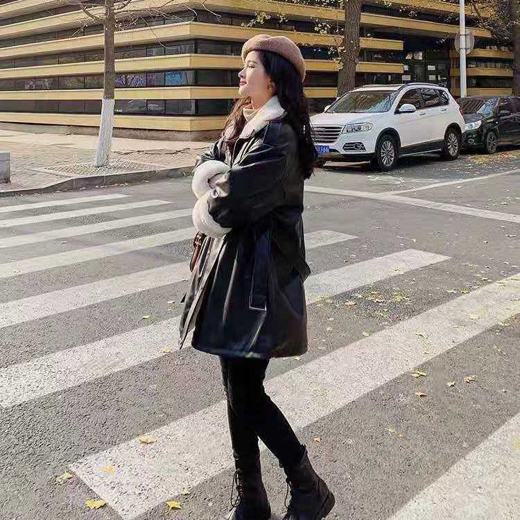 レトロ レザージャケット 秋冬 中綿コート レディース 裏起毛 ラムズフリース オーバーコートブルゾン