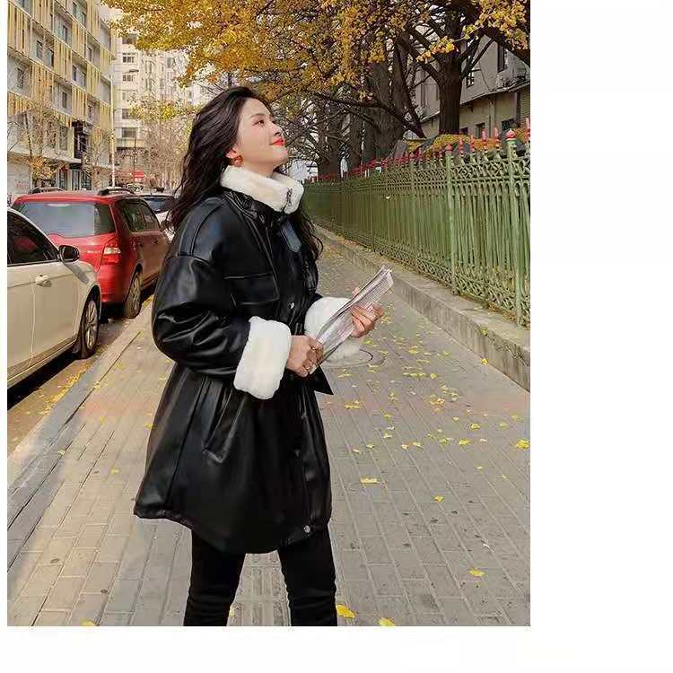 レトロ レザージャケット 秋冬 中綿コート レディース 裏起毛 ラムズフリース オーバーコートブルゾン