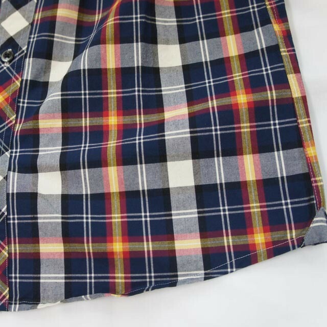 ネバートラスト OVER CHECK B.D. SS SHIRT Navy / White / Wine