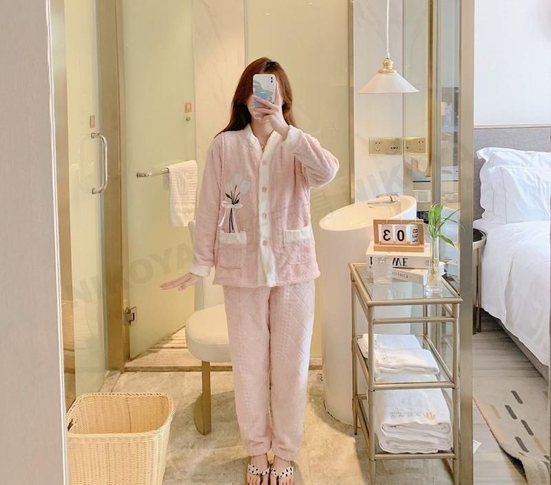 マタニティ パジャマ 前開き 授乳 パジャマ セットアップ モコモコ 冬 マタニティ ルームウェア 入院着 冬 授乳口付き 授乳服 パジャマ 授乳対応 長袖 ウエスト調節 パジャマ 上下セット マタ