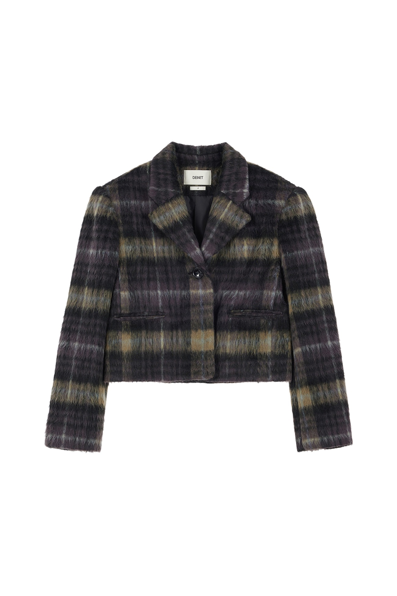 ◆DEINET◆ HAIRY CHECK CROPPED JACKET IN PURPLE KDTFU4F8411 DEINET】 HAIRY CHECK CROPPED JACKET : PURPLE その他 アウター
