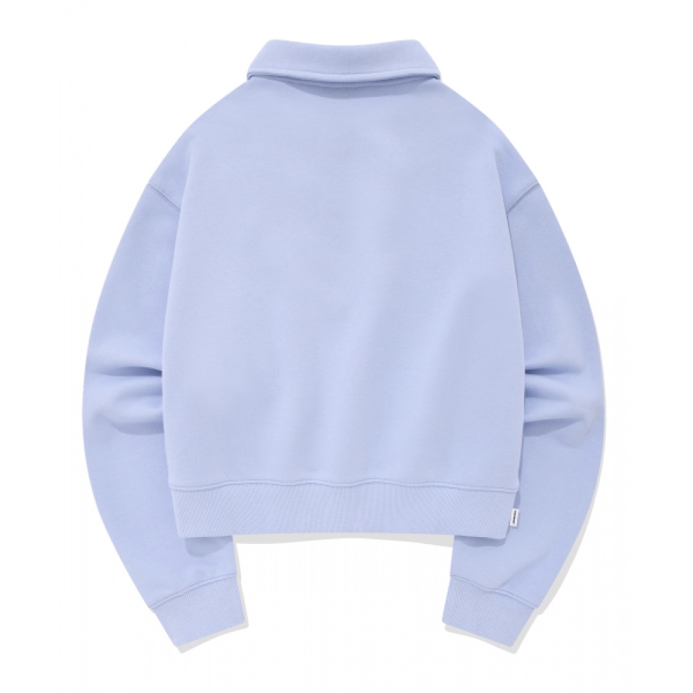 COVERNAT 女性用首輪ハーフジップアップスウェットシャツライトブルー