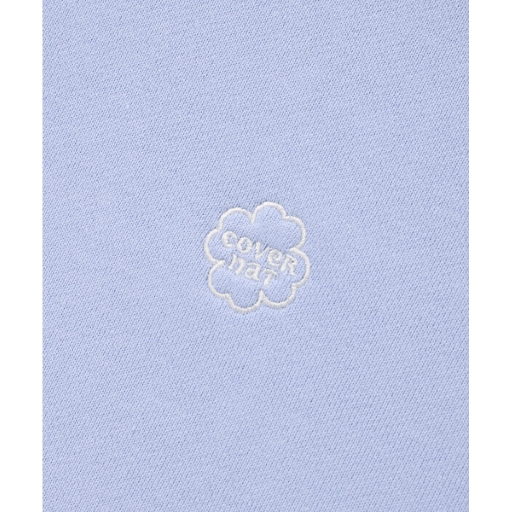 COVERNAT 女性用首輪ハーフジップアップスウェットシャツライトブルー