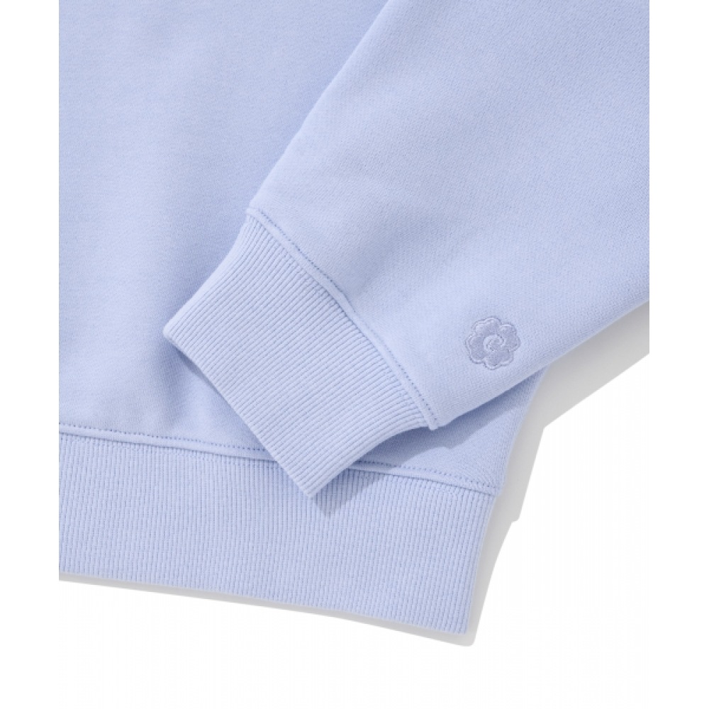 COVERNAT 女性用首輪ハーフジップアップスウェットシャツライトブルー