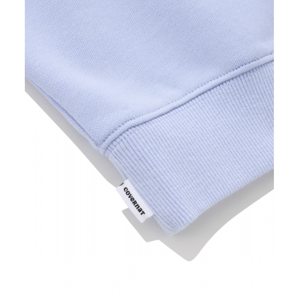 COVERNAT 女性用首輪ハーフジップアップスウェットシャツライトブルー