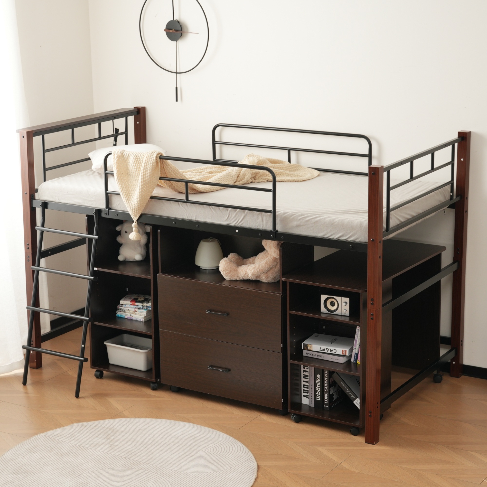 223【高さ130cm】システムベッド 4点セット ロフトベッド+デスク+収納ラック+シェルフ ロフトベッド 宮 コンセント 省スペース スチール 耐震 ベッド パイプ 金属 社員寮 学生寮 大人 223【高さ130cm】システムベッド 4点セット ロフトベッド+デスク+収納ラック+シェルフ ロフトベッド 宮 コンセント 省スペース スチール 耐震 ベッド パイプ 金属 社員寮 学生寮 大人