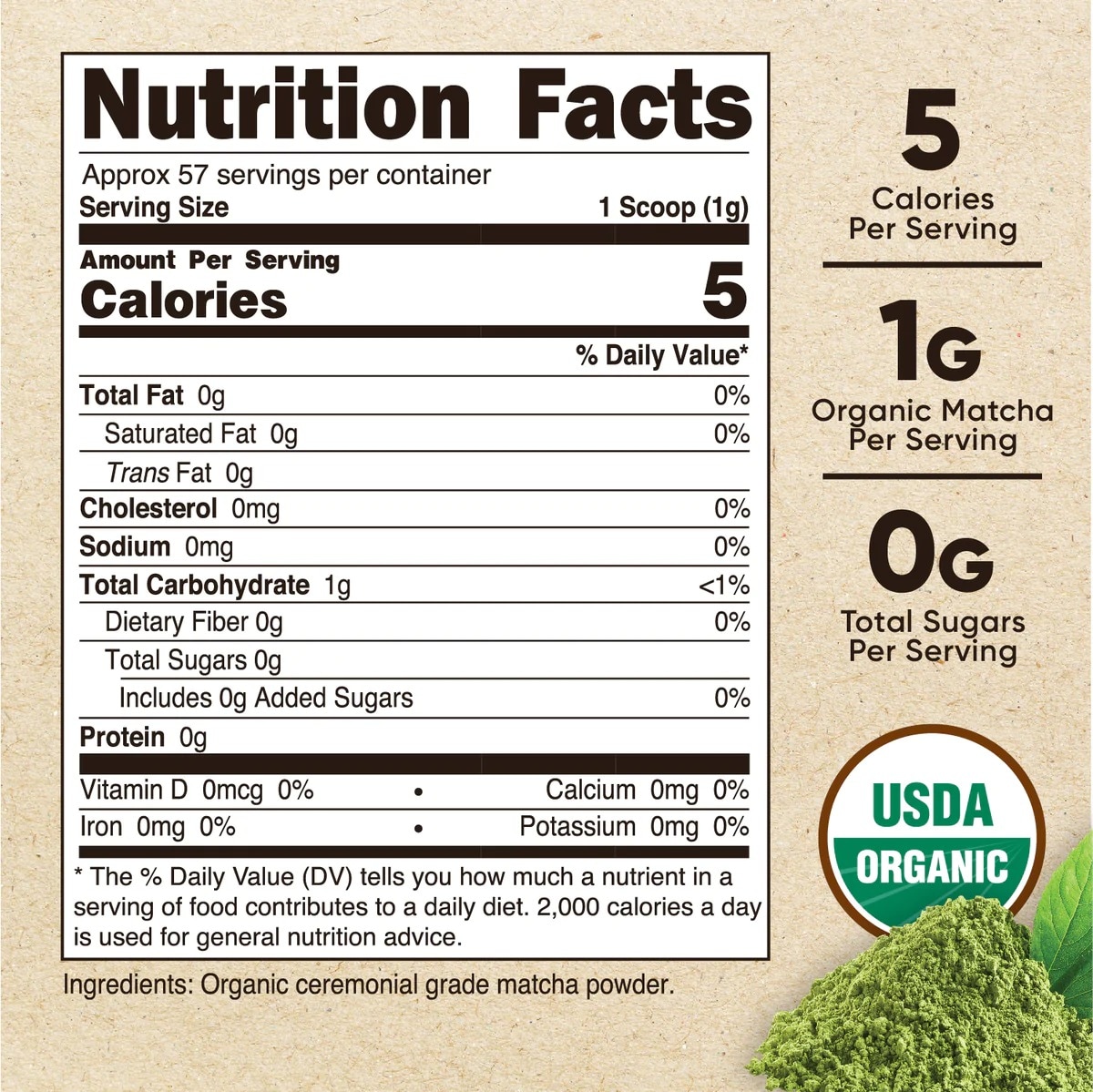 [USA] Nutricost ニュートリコスト有機抹茶パウダー抹茶(セレモニアルグレード)2オンス