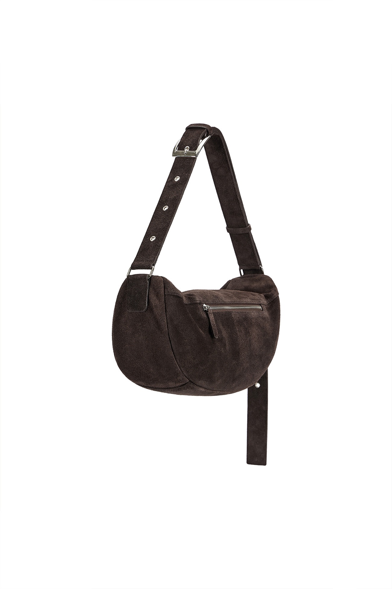 ☆DEINET☆ HALF ROUND BELT BAG IN SUEDE BROWN Medieval Suede Belt Bag for Men and Women
