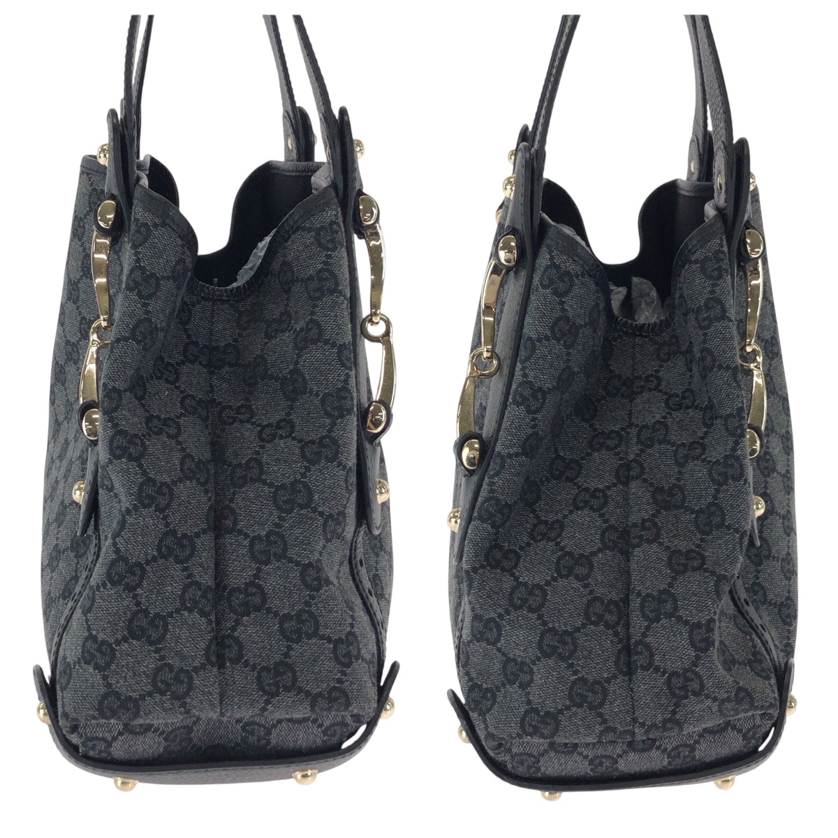 美品 ホースビット ブラック 黒 グレー ゴールド金具 GGキャンバス 292927 トートバッグ ハンドバッグ ショルダーバッグ レディース 502475 美品 ホースビット ブラック 黒 グレー ゴールド金具 GGキャンバス 292927 トートバッグ ハンドバッグ ショルダーバッグ レディース 502475