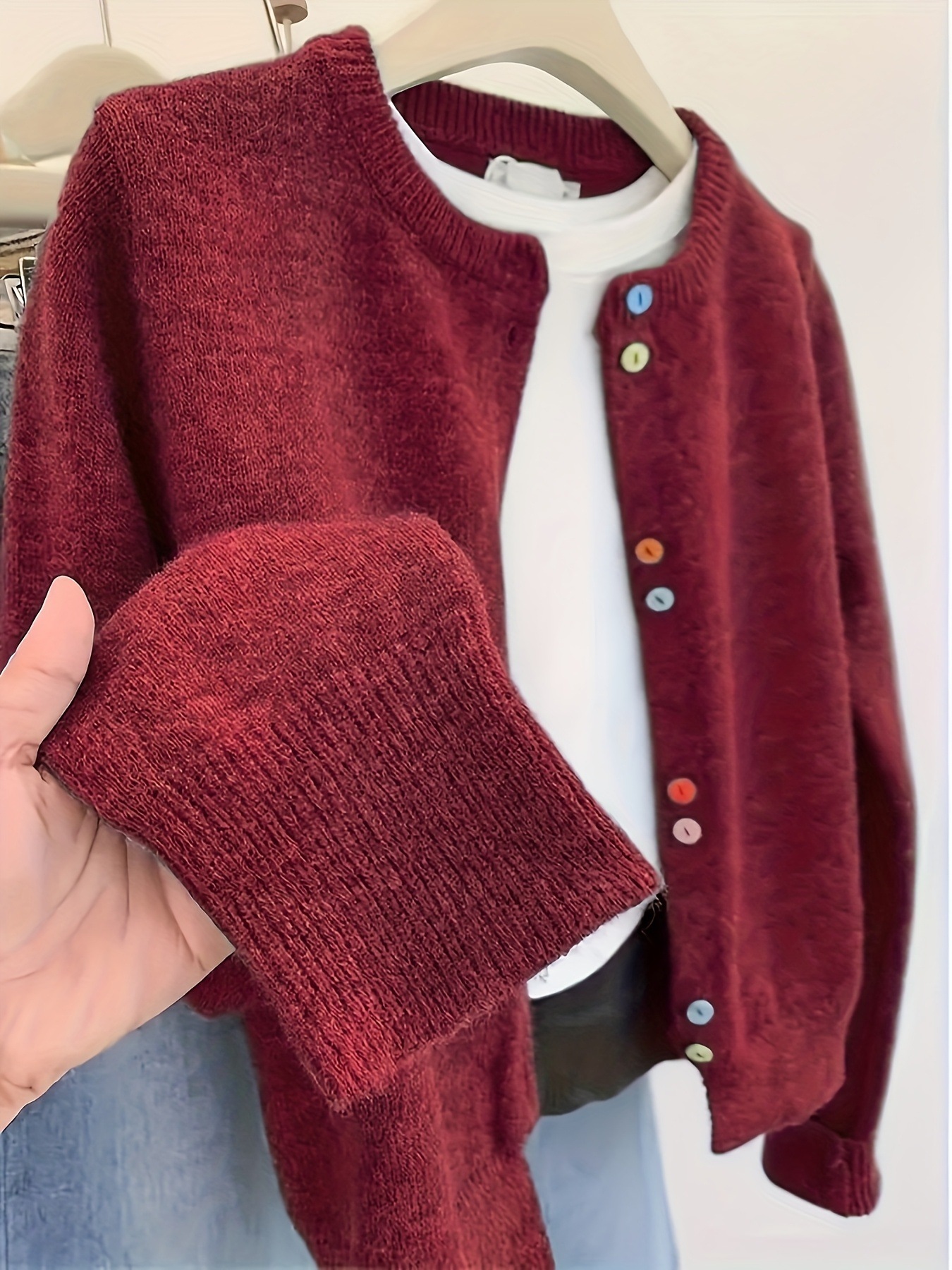 カラフルボタン付き グレー レディース カジュアルカーディガン ラウンドネック オープンフロント ソフト オールシーズン レイヤリング 手洗い ドライクリーニング可 透けない生地 カラフルボタン付き グレー レディース カジュアルカーディガン ラウンドネック オープンフロント ソフト オールシーズン レイヤリング 手洗い ドライクリーニング可 透けない生地