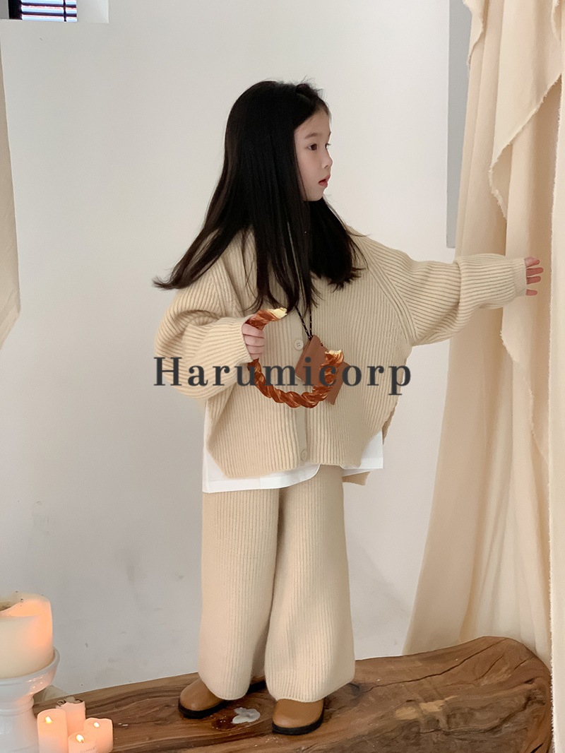 セットアップ キッズ 子供服 女の子 トップス 長袖 ニットセーター ロングパンツ 長ズボン 上下セット ジュニア おしゃれ 可愛い 春秋 韓国子供服 ベビー服 通学 通園 160cm 150 140