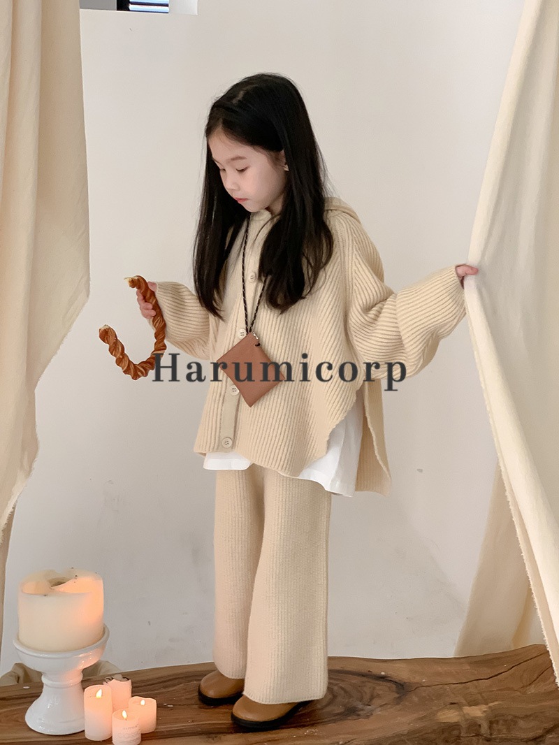 セットアップ キッズ 子供服 女の子 トップス 長袖 ニットセーター ロングパンツ 長ズボン 上下セット ジュニア おしゃれ 可愛い 春秋 韓国子供服 ベビー服 通学 通園 160cm 150 140