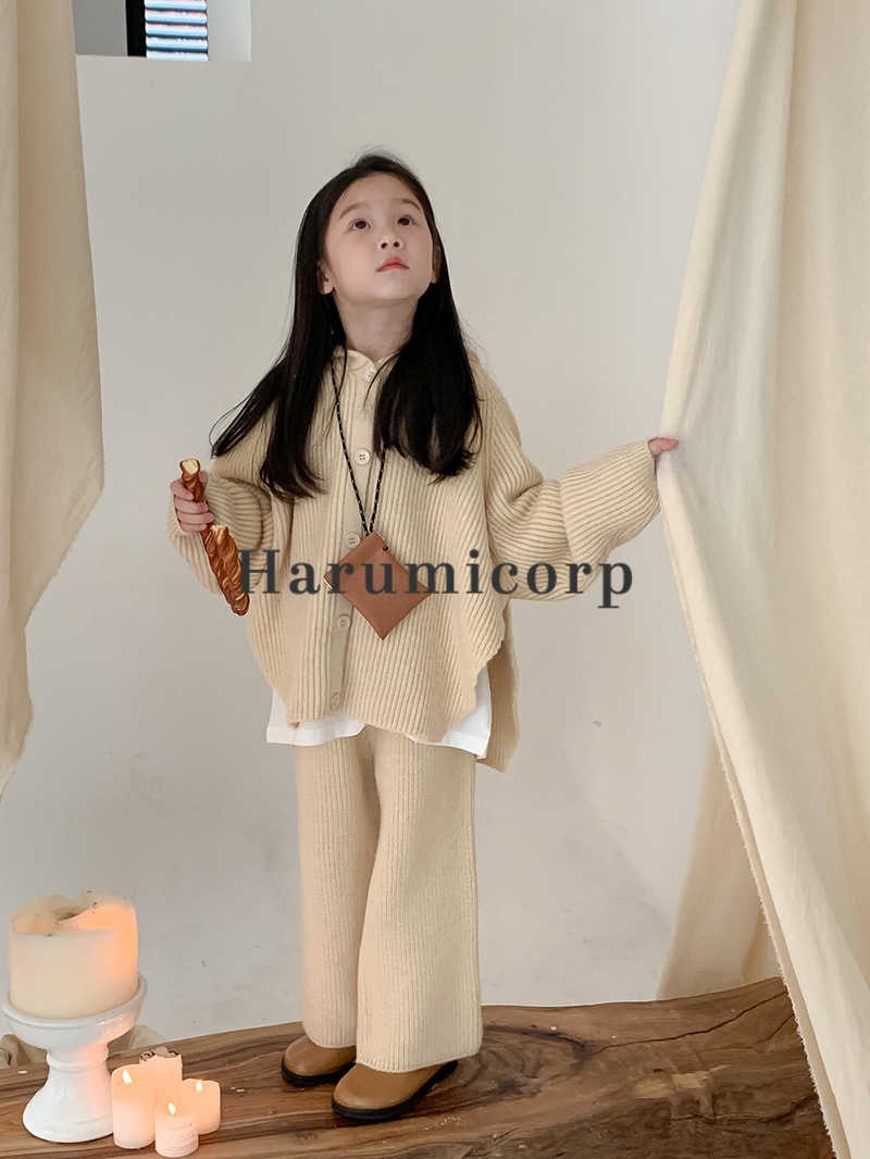 セットアップ キッズ 子供服 女の子 トップス 長袖 ニットセーター ロングパンツ 長ズボン 上下セット ジュニア おしゃれ 可愛い 春秋 韓国子供服 ベビー服 通学 通園 160cm 150 140