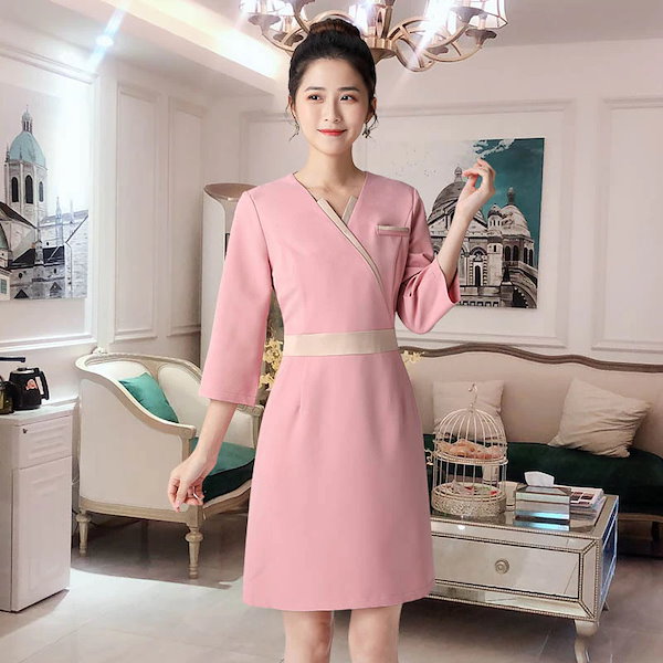 ユニフォーム エステ サロン通勤 レディース 女性 制服おしゃれ 半袖 七丈袖ジャケットワンピース エステ ネイル 美容 サロン 歯科衛生士 制服 エステ ユニフォーム サロン 通勤 レディース 女性 制服