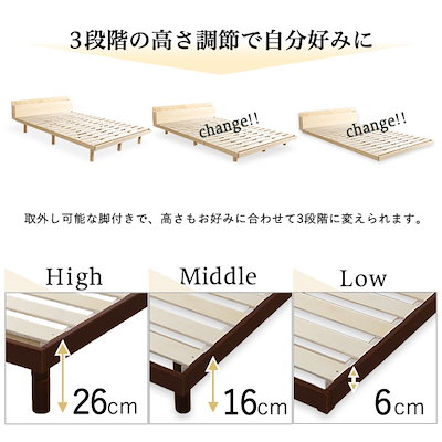 高品質通販 宮セットパイン材高さ3段階調整脚付きすの : 寝具・ベッド・マットレス 限定30%OFF